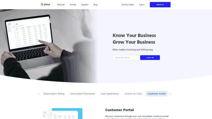 Screenshot: Overview of the self‑service portal where customers can view, pay, and manage invoices.