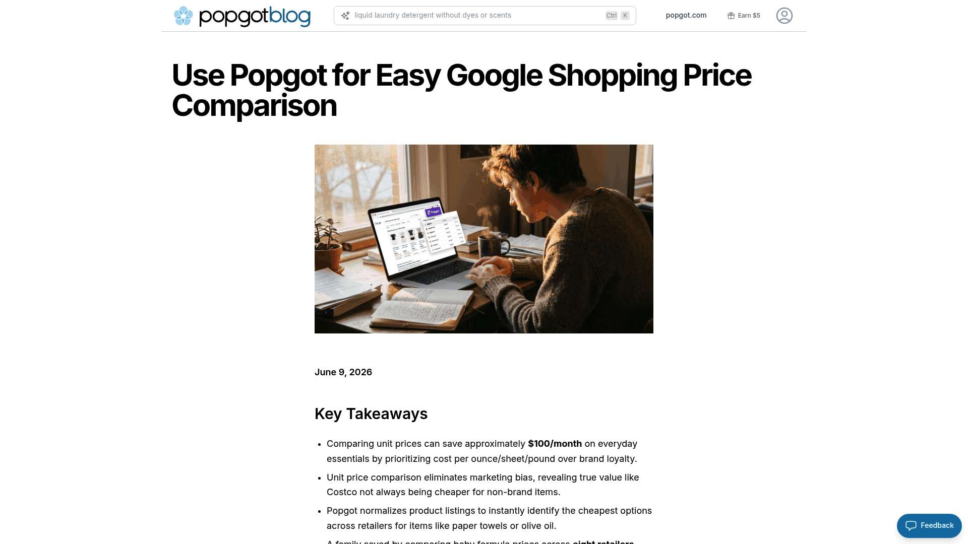 Screenshot: Illustrates a real‑world comparison example from the blog, showing Popgot’s impact on everyday purchases.