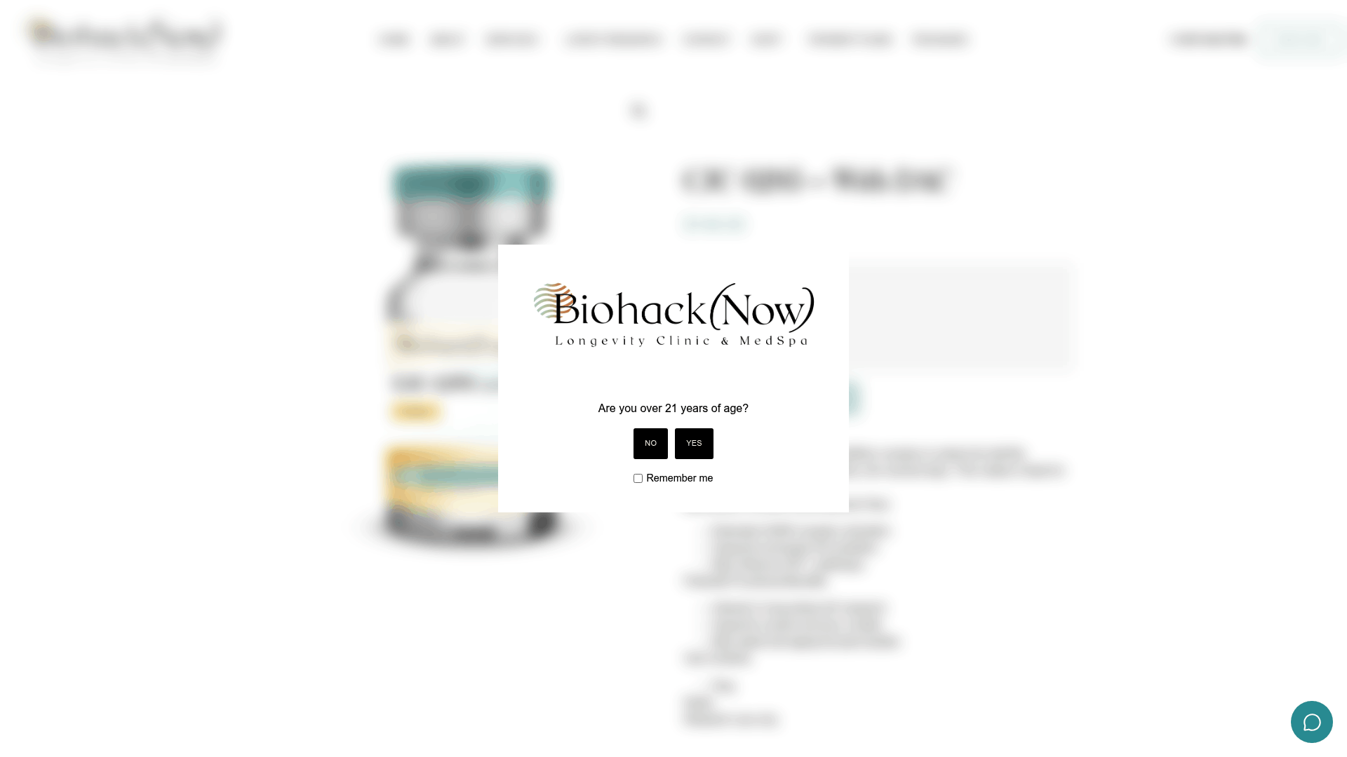 Screenshot: Product page showing dosage options, potential benefits, and monitoring recommendations for the DAC formulation.