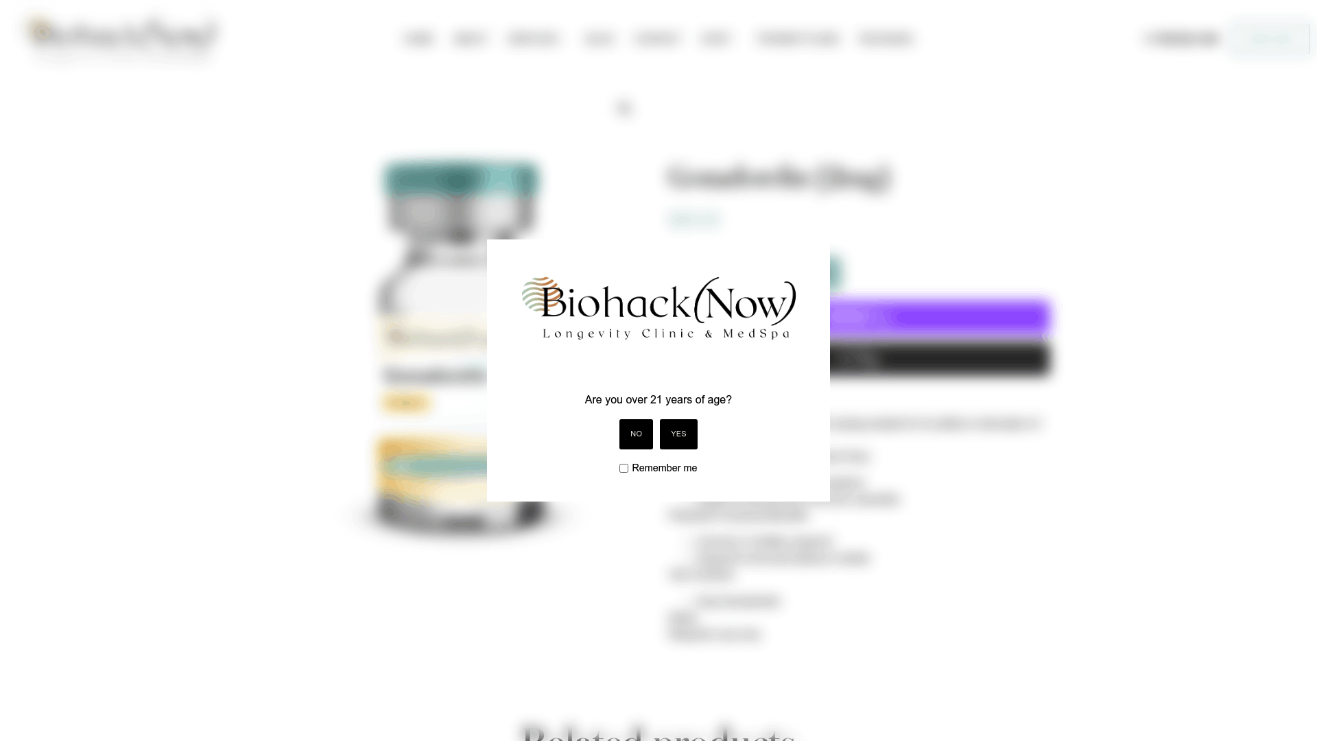Screenshot: Product page for Gonadorelin (2 mg), a fertility‑support peptide, showing its price, description, and related products.