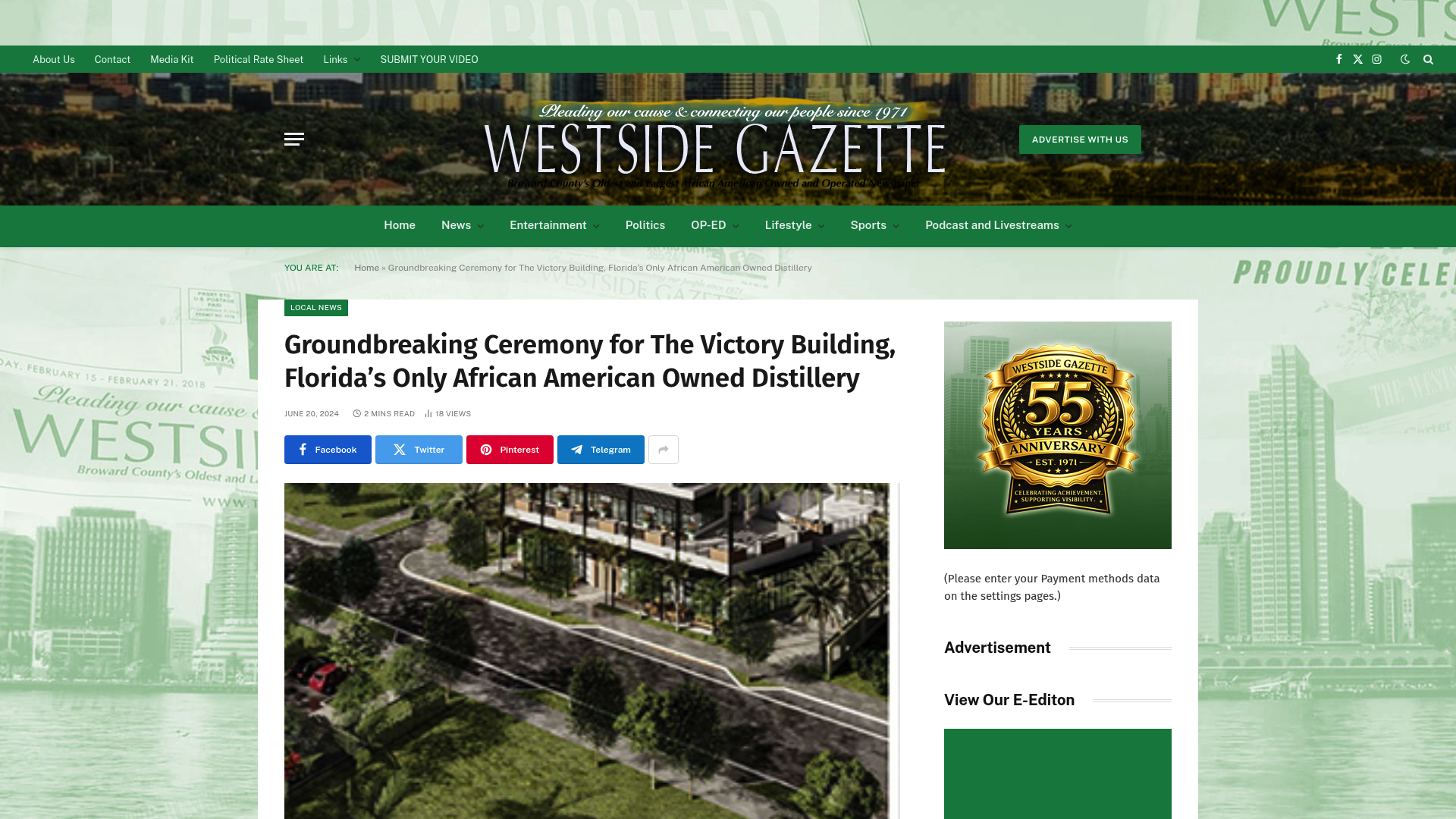 Screenshot: Screenshot of the Westside Gazette article featuring photos from the innovative ceremony.