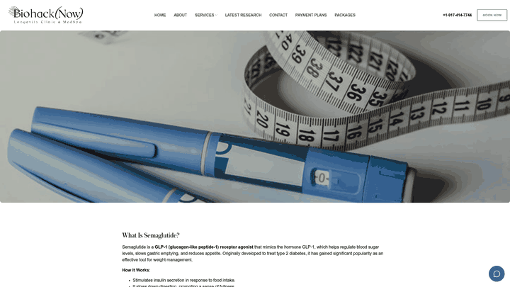 Screenshot: Full article page with summary, comparison tables, and key takeaways for Semaglutide vs. Tirzepatide.