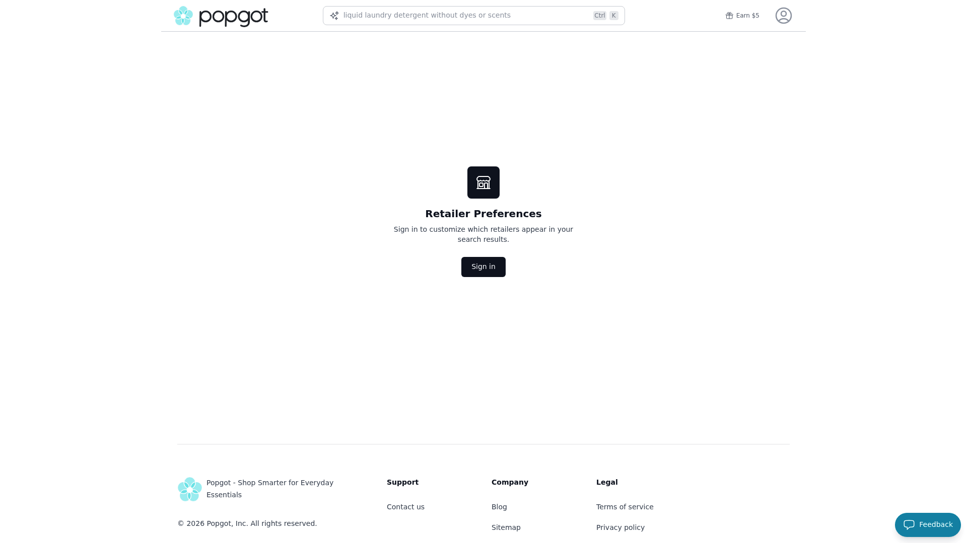 Screenshot: Retailer preferences interface showing local and national store options