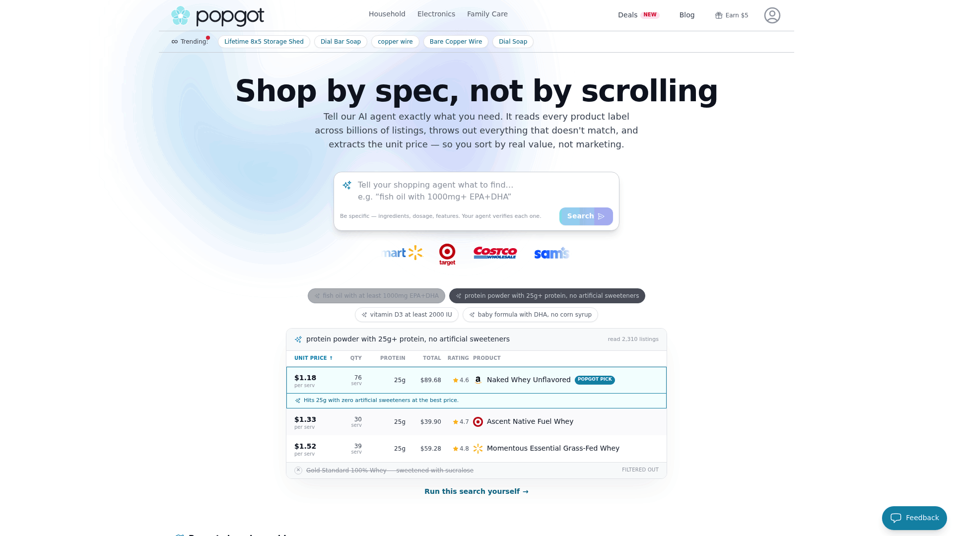 Screenshot: Feature section highlighting Popgot's AI verification process