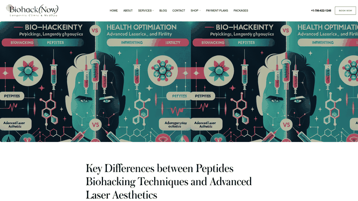 Screenshot: Feature comparison table between peptide bio‑hacking and advanced laser aesthetics.