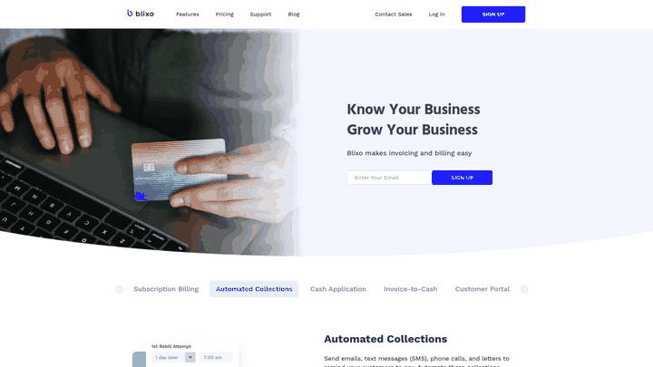 Screenshot: Automated collections feature list