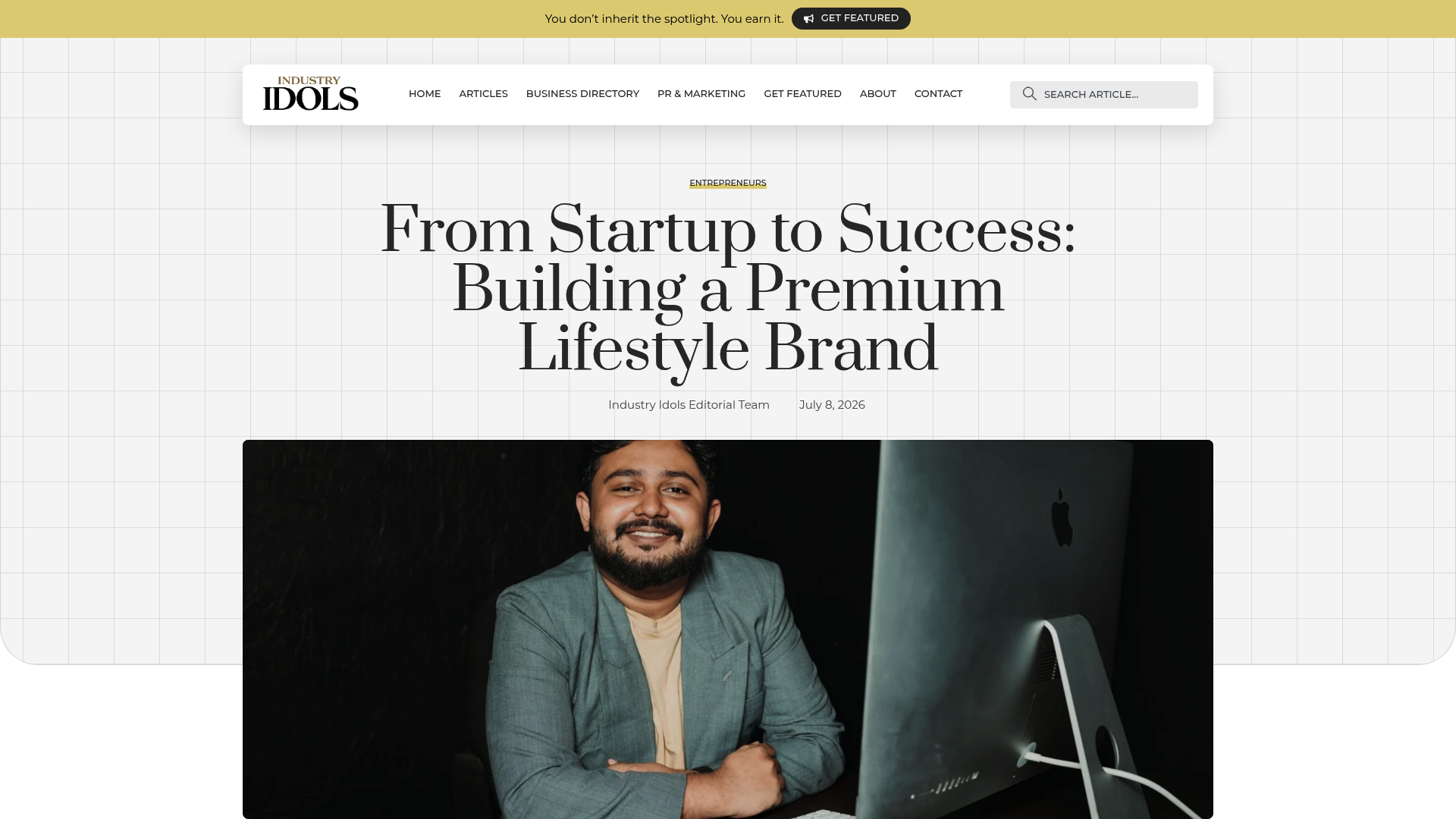 Screenshot: Screenshot of an actual editorial feature page that exemplifies earned media coverage.