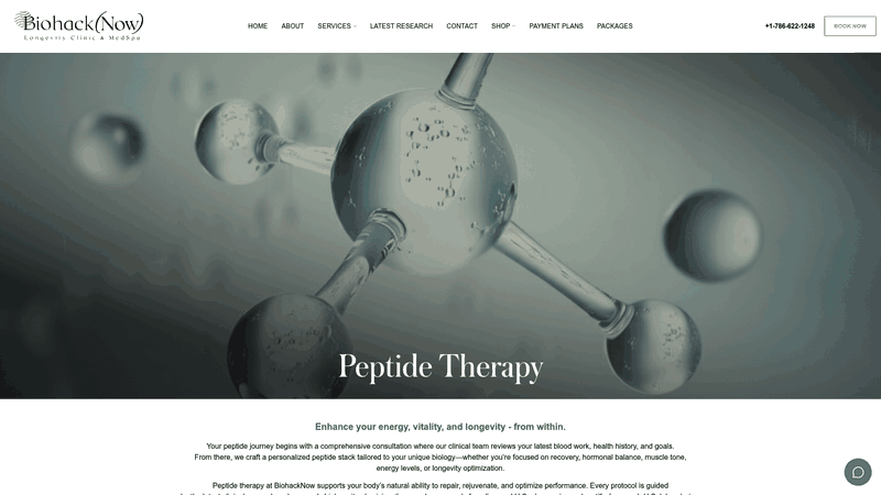 Screenshot: Detailed peptide therapy protocol and categories, illustrating biohacking techniques.