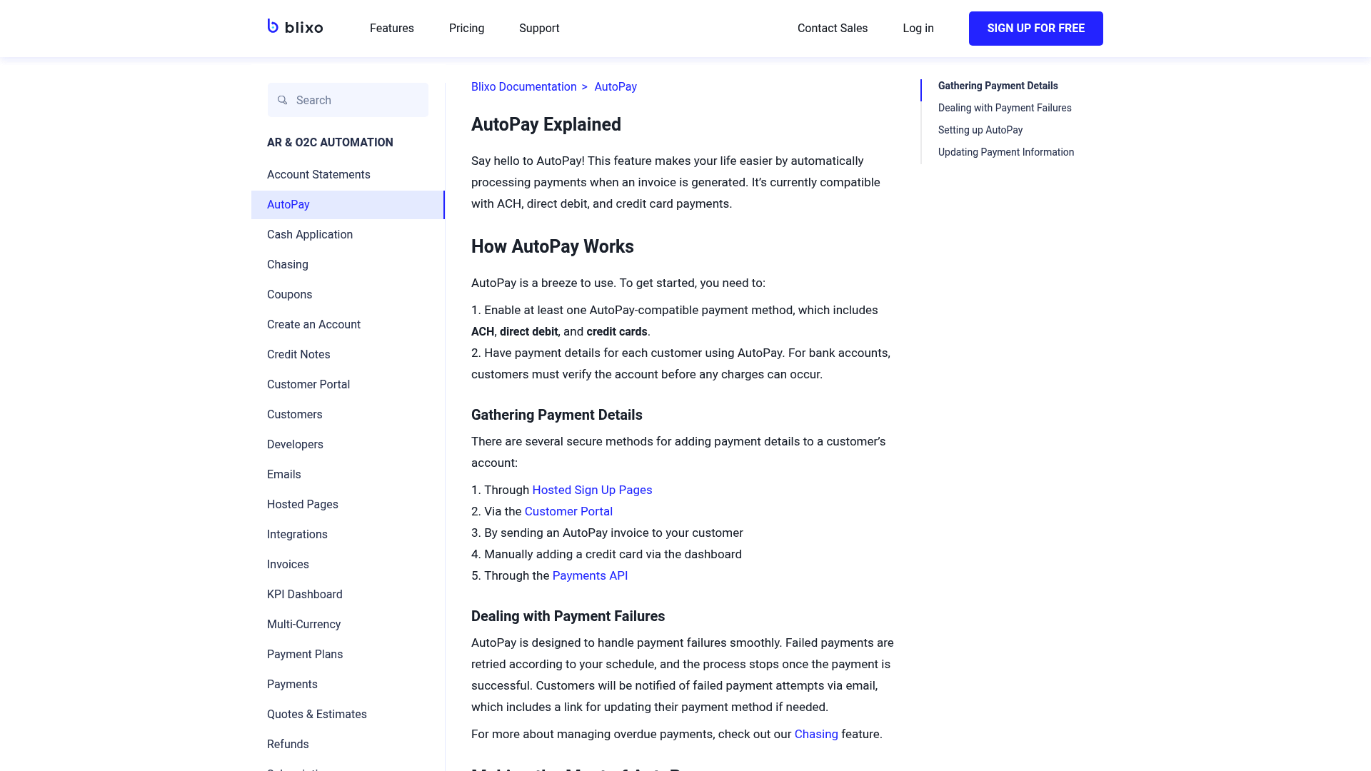 Screenshot: Illustrates the AutoPay documentation page with key steps and explanations for setting up AutoPay.