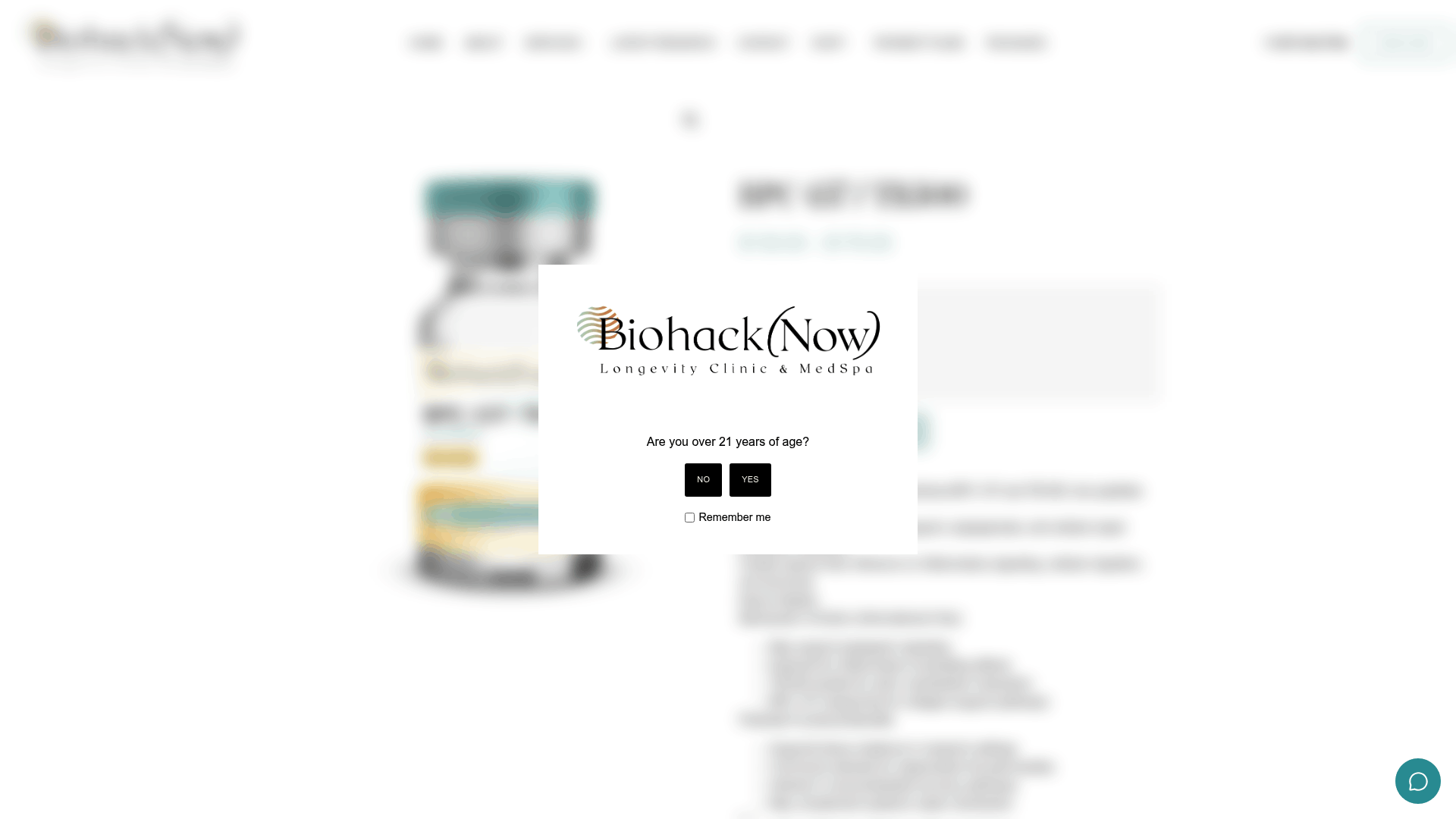 Screenshot: Product page for BPC‑157/TB‑500 blend with dosage choices and key benefits highlighted.