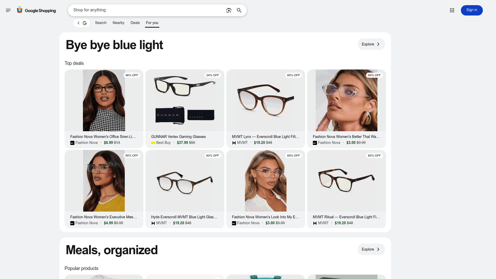 Screenshot: Google Shopping homepage showcasing its wide retailer coverage.