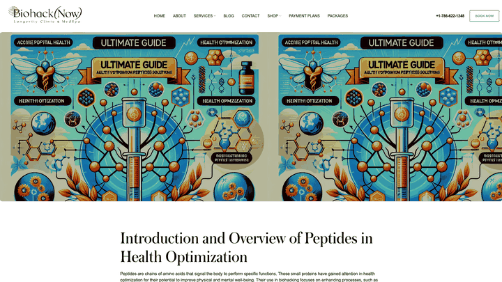 Screenshot: Content page detailing practical health‑optimization strategies using peptides.