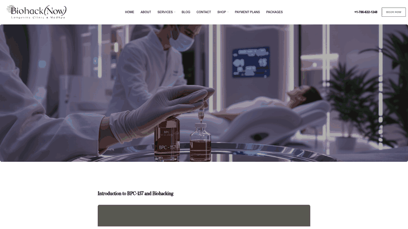 Screenshot: Full product page for BPC‑157, showing title, description, price, and add‑to‑cart button.