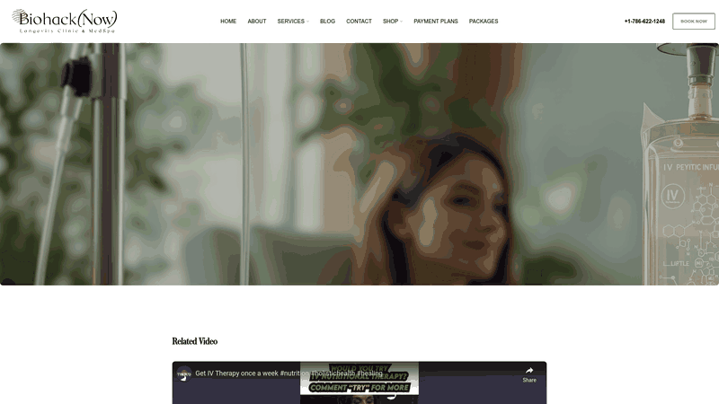 Screenshot: Overview of IV therapy, benefits, and integration with biohacking