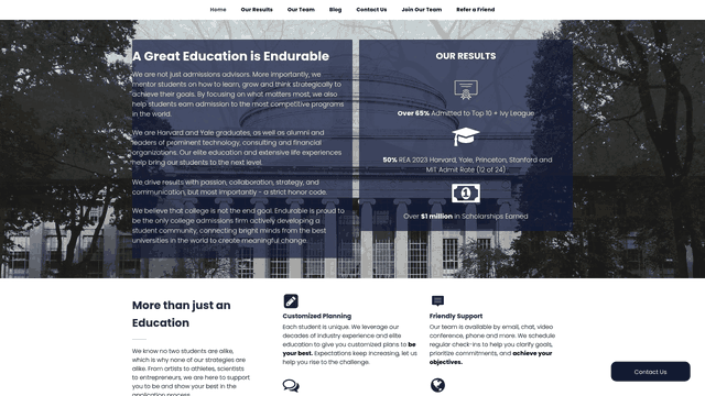 Screenshot: Contact form for booking a free consultation.