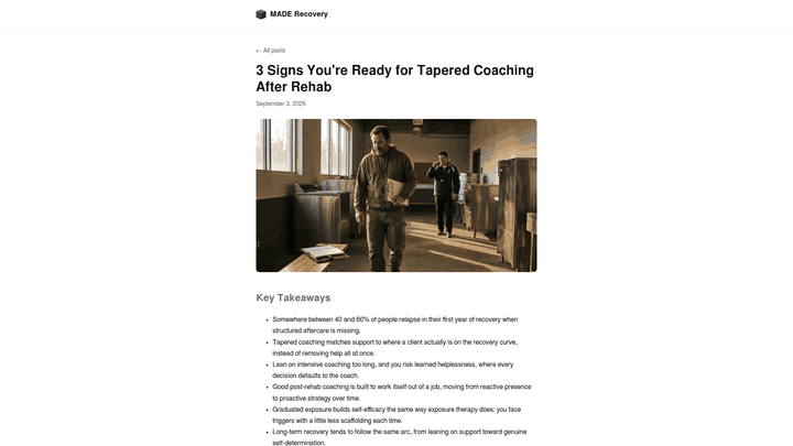 Screenshot: Checklist of the three readiness signs with accompanying brief explanations.