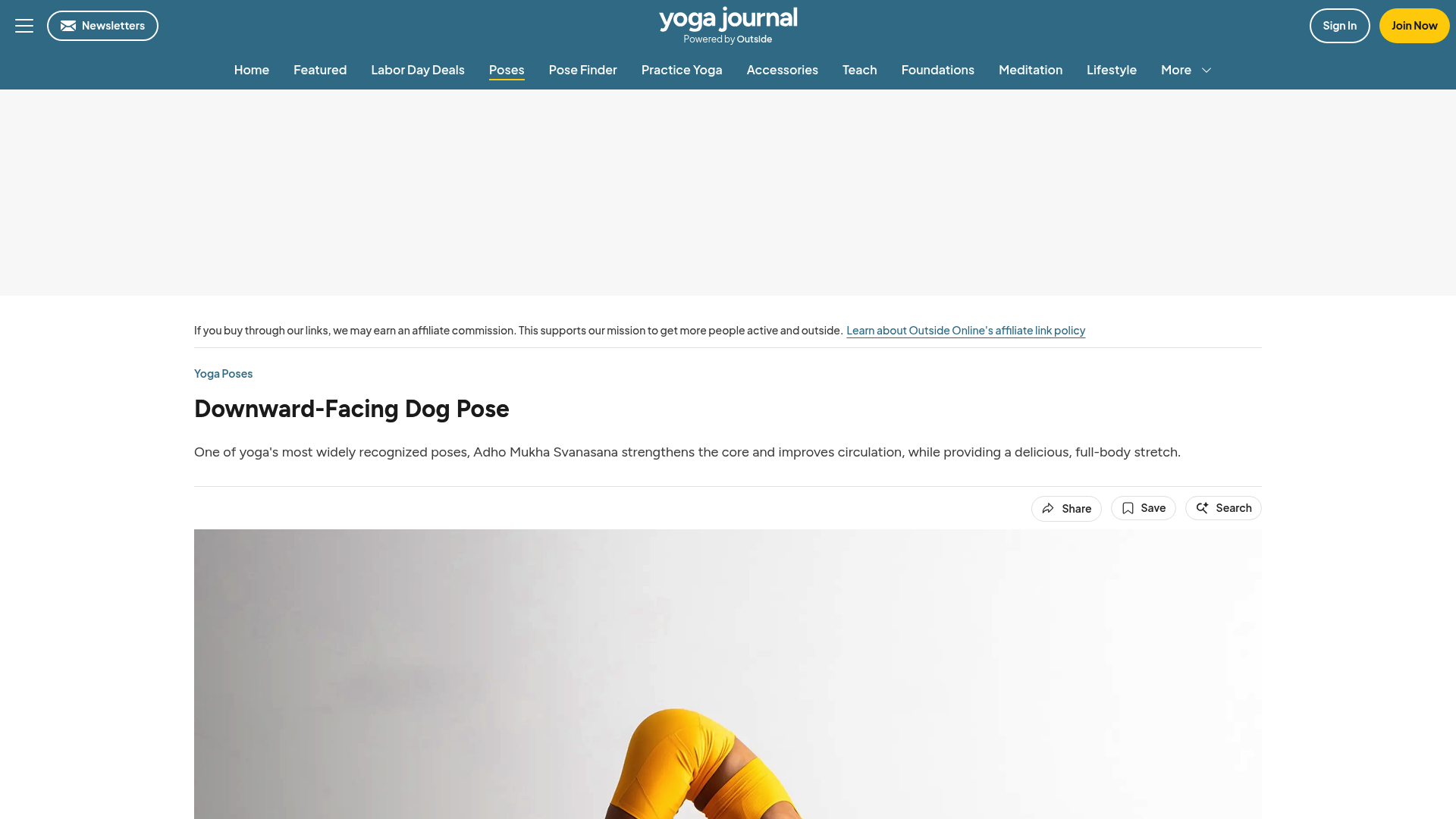 Screenshot: Photo of Downward‑Facing Dog demonstrating shoulder and spine lengthening