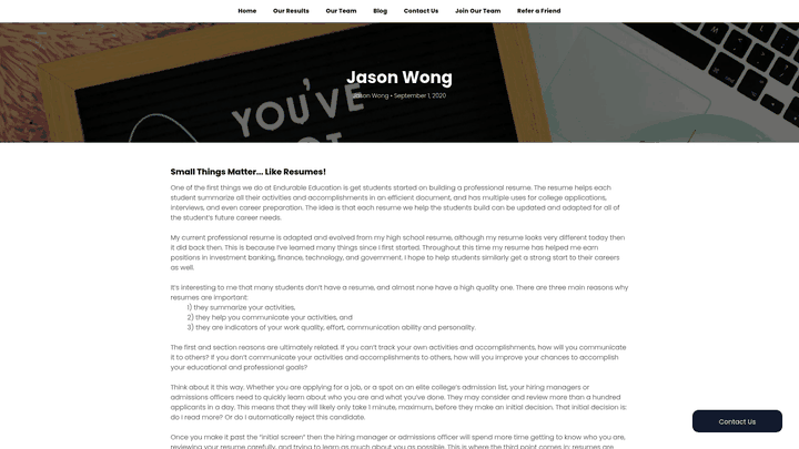 Screenshot: Excerpt showing the resume‑building worksheet that feeds into essay structure and storytelling.