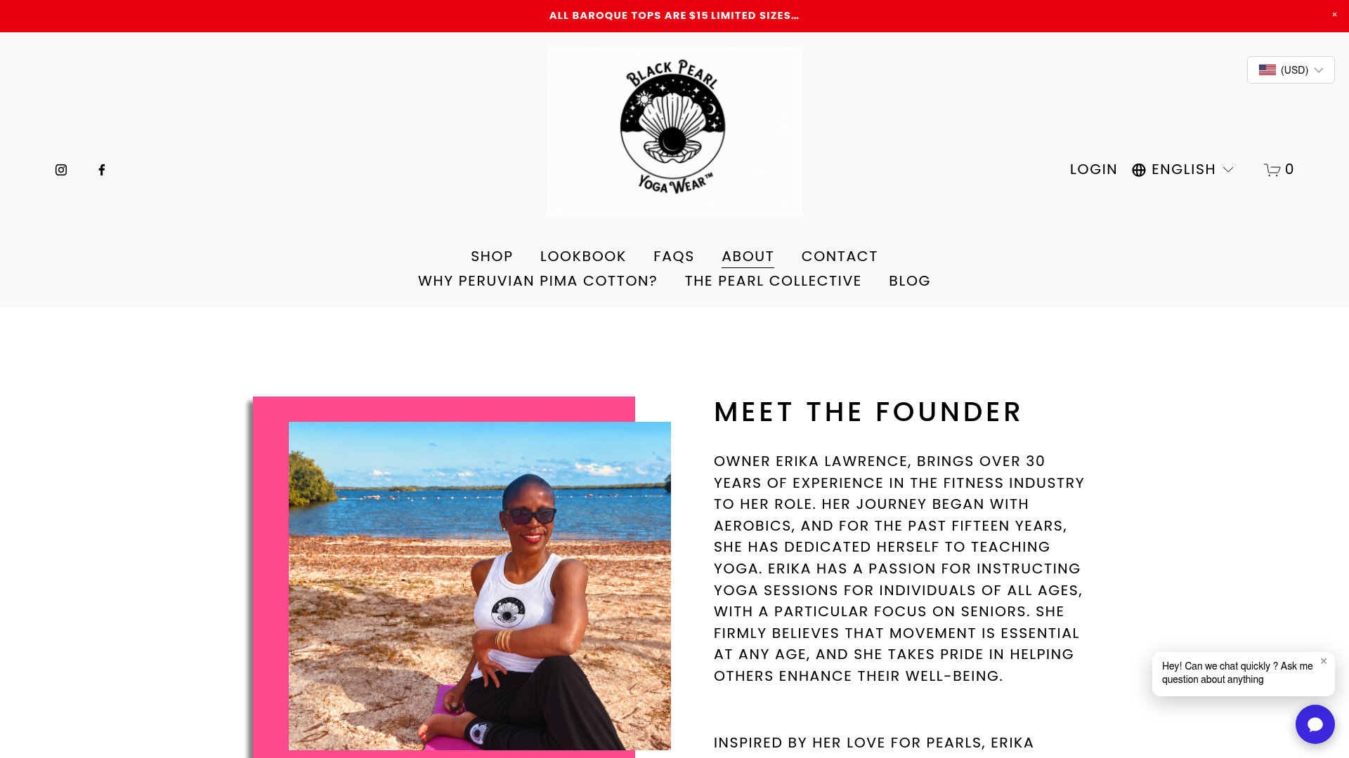 Screenshot: Shows the brand’s statement that its pieces are create in Peru from 100% certified Peruvian Pima cotton, reinforcing the importance of origin.