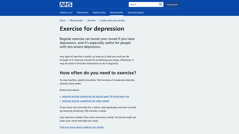 Screenshot: Guideline excerpt showing the recommended 150 minutes of moderate‑intensity exercise per week.