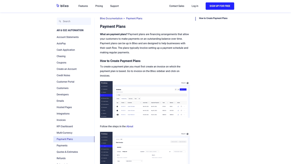 Screenshot: installment schedule reference