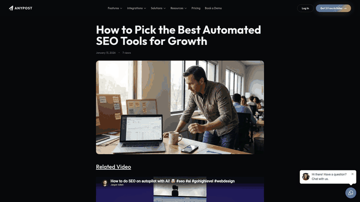 Screenshot: Table comparing automated SEO tools, with AnyPost.ai’s Persona Engine and multi‑platform publishing highlighted as key differentiators for personalized pitches.