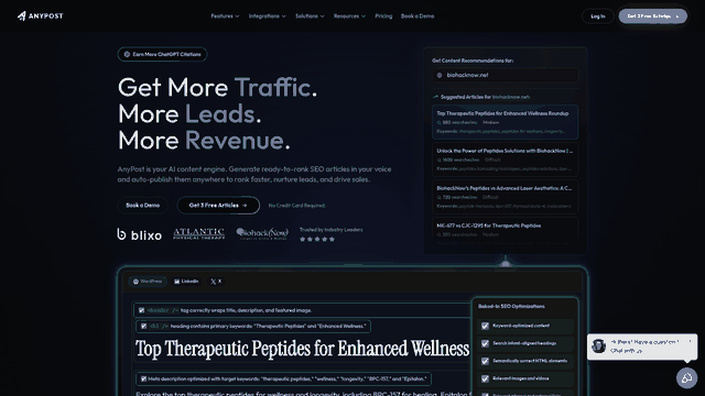Screenshot: AnyPost dashboard section