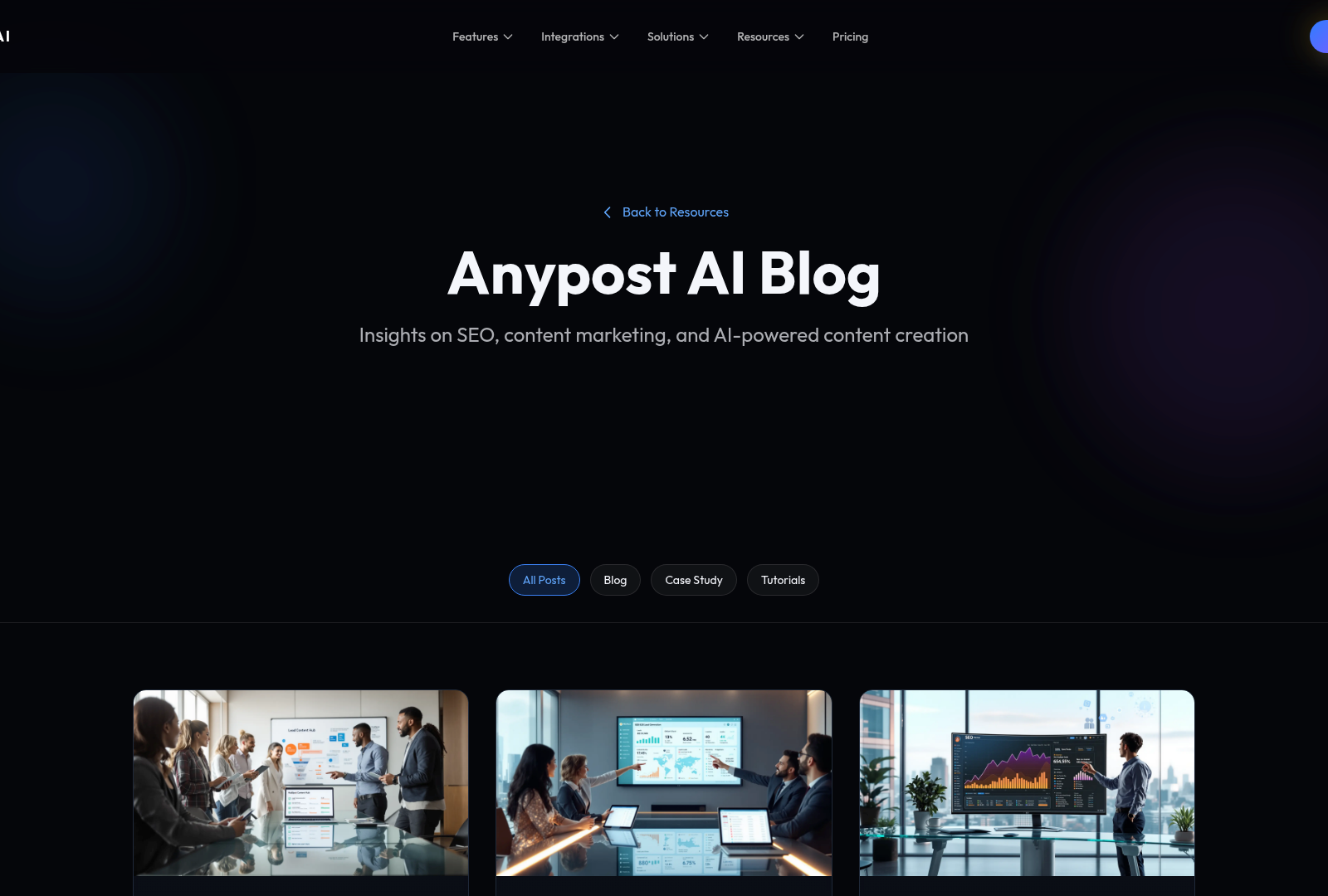 Screenshot: Blog page featuring case studies and success stories.