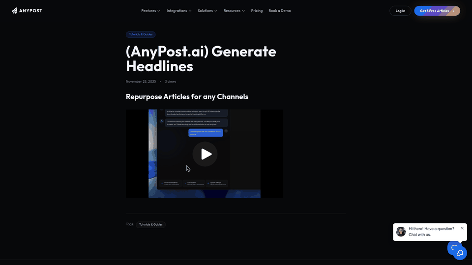 Screenshot: Demo of the headline‑generation tool that produces SEO‑optimized titles for each content piece.