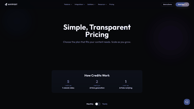 Screenshot: Pricing table showing the Starter, Growth, Pro, Scale, and Enterprise plans with their SEO‑optimization and analytics features.