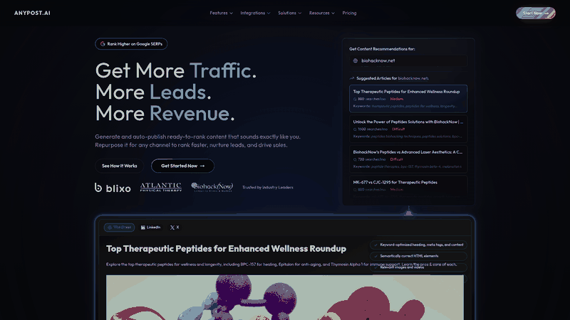 Screenshot: Homepage showcasing the platform’s branding, key selling points, and call‑to‑action.