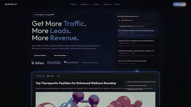 Screenshot: Homepage showcasing the platform’s branding, tagline, and primary call‑to‑action.
