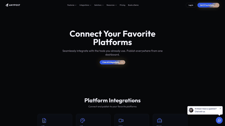 Screenshot: Shows the Integrations dashboard where users can connect Google Search Console.