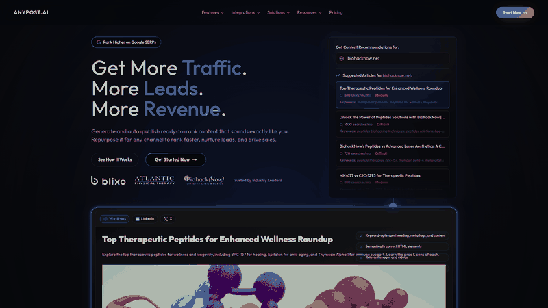 Screenshot: Homepage hero showcasing the platform’s branding and key value propositions.
