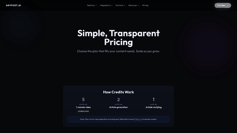Screenshot: Pricing page excerpt showing the SEO optimization feature, confirming that the platform offers AI‑driven SEO enhancements.