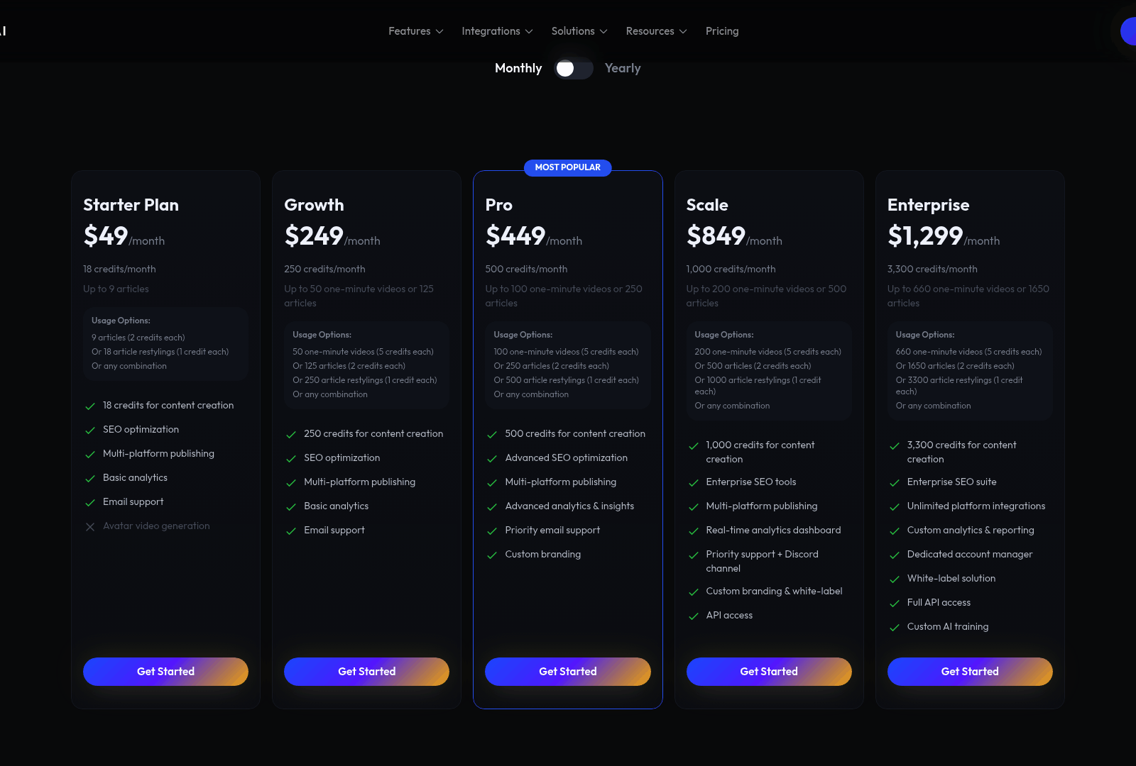 Screenshot: Pricing tiers page showing the inclusion of the Persona Engine and related features.