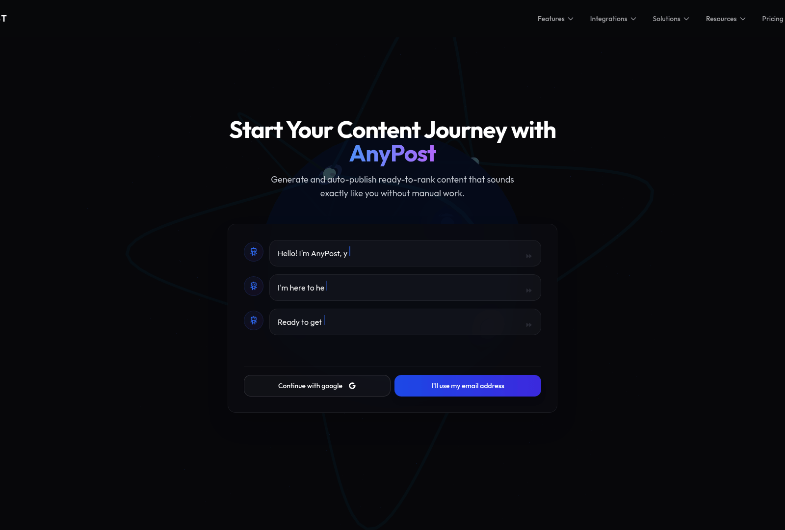 Screenshot: AnyPost.ai dashboard interface displaying content pipeline and publishing controls