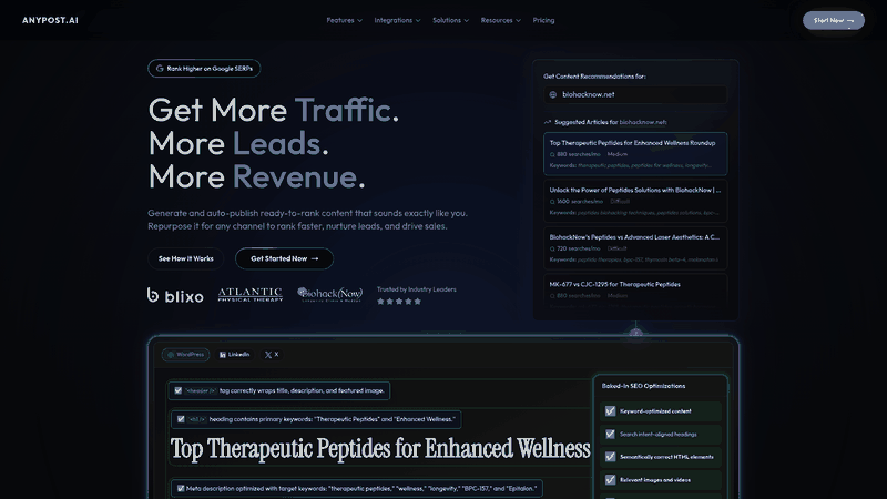 Screenshot: Homepage overview showcasing the platform’s branding and core value proposition