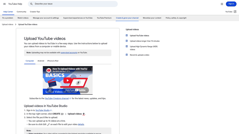 Screenshot: Screenshot of the YouTube Studio upload flow and the video details edit screen.