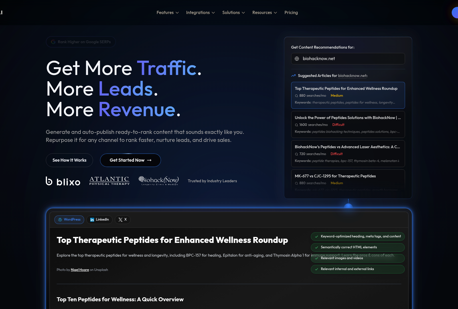 Screenshot: Screenshot of the AnyPost.ai homepage showing the platform’s value proposition.