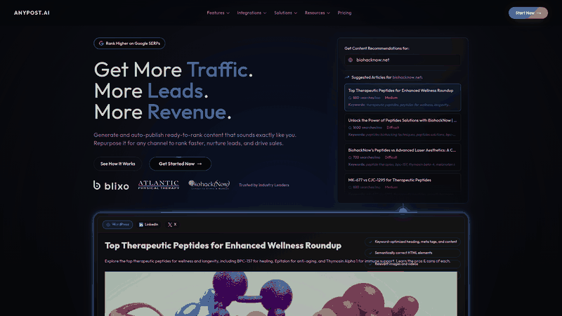 Screenshot: Homepage showcasing the platform’s mission, key features and CTA for new users.