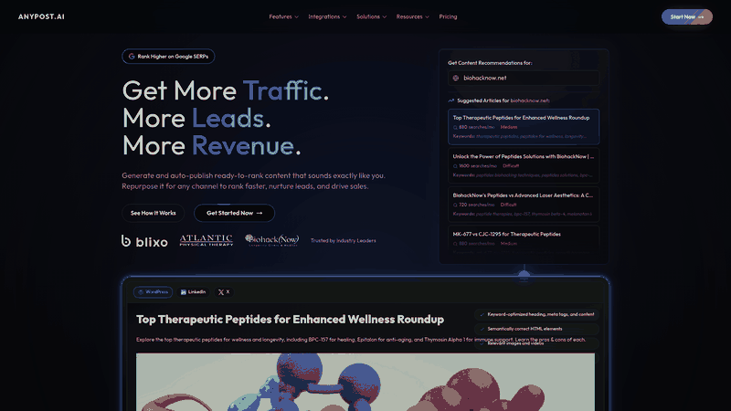 Screenshot: Homepage showcasing the platform’s tagline and core capabilities.