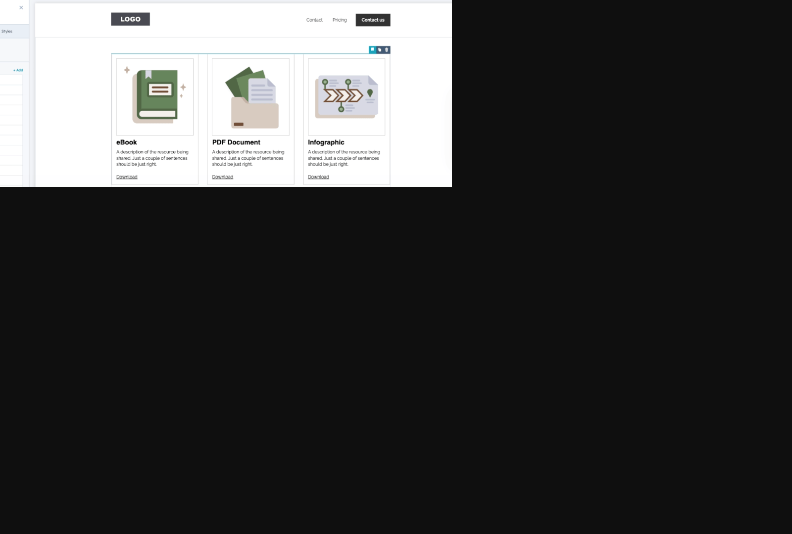 Screenshot: Screenshot of the Content Library, highlighting content resource pages and analytics view.
