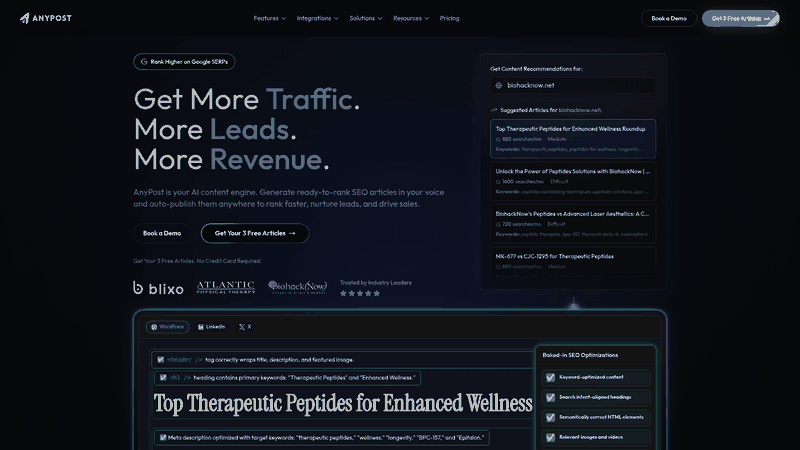 Screenshot: Full‑page capture of the intuitive dashboard where users manage content, analytics, and automation.