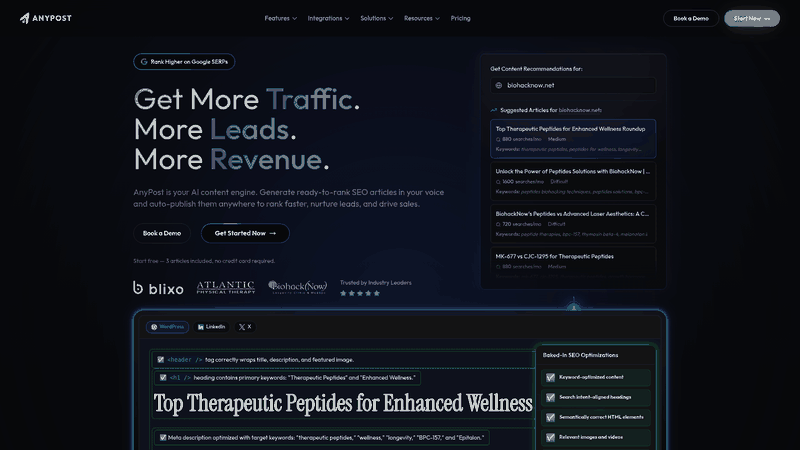 Screenshot: Homepage showcasing the platform’s tagline and key value proposition.