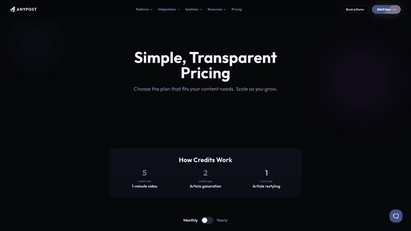 Screenshot: Pricing table with Advanced SEO optimization and Real‑time analytics dashboard options.