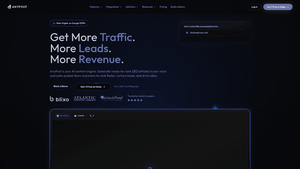 Screenshot: Pricing page snapshot showing Starter, Growth, and Enterprise tiers with included features.