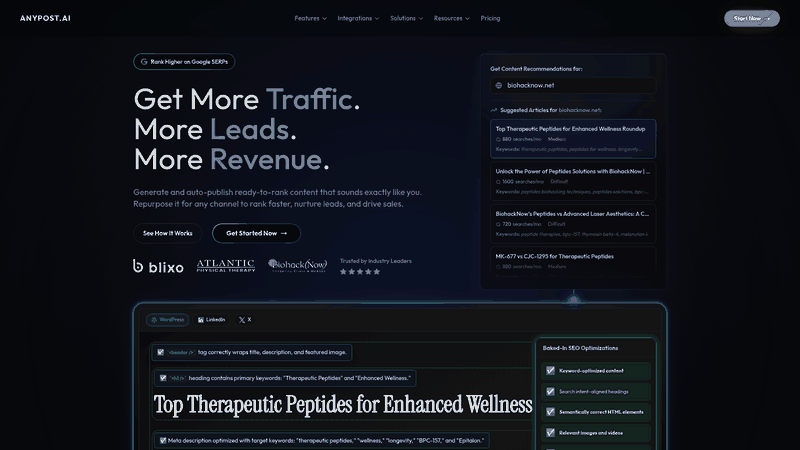 Screenshot: Homepage overview showcasing the platform’s branding and core value proposition.