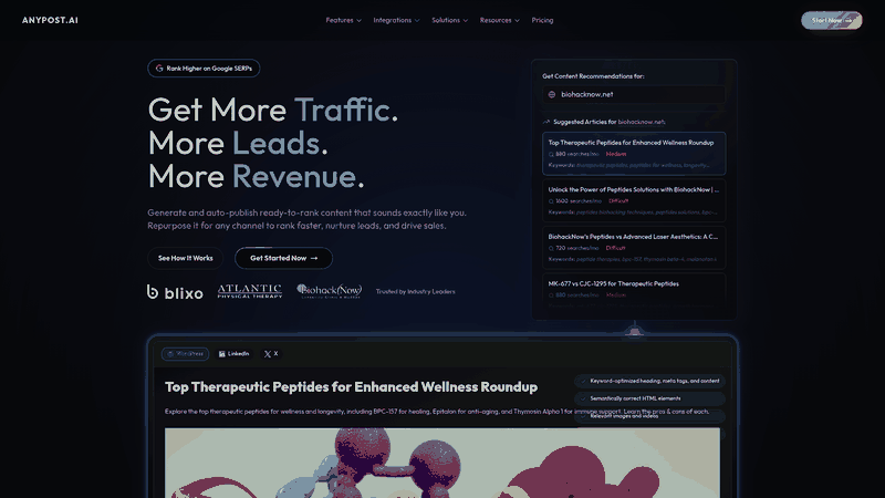 Screenshot: Homepage hero showcasing the platform’s tagline and key value proposition.