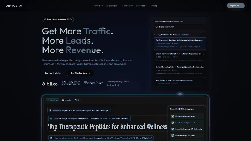 Screenshot: Hero section showcasing the platform’s tagline and core value proposition.